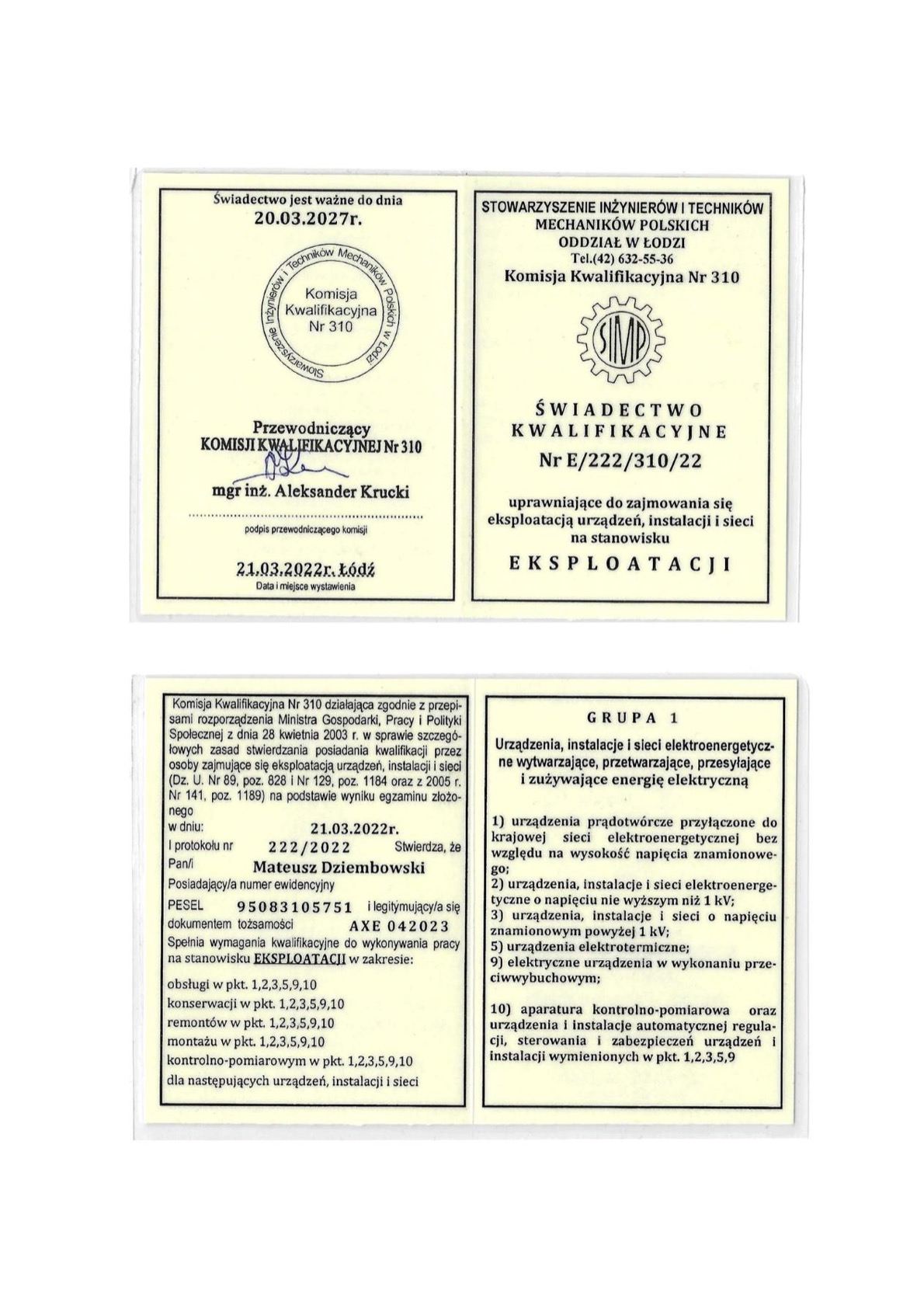 Uprawnienia SEP Eksploatacja