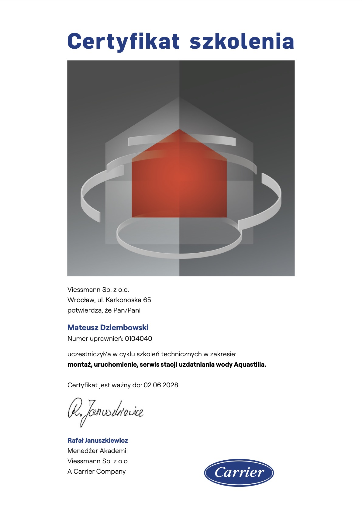 Autoryzowany serwis Viessmann certyfikat
